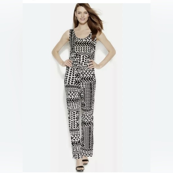 CALVIN KLEIN Black & White Sleeveless JumpSuit | Size 8 | MSRP $129 💋 NWOT - Picture 5 of 11